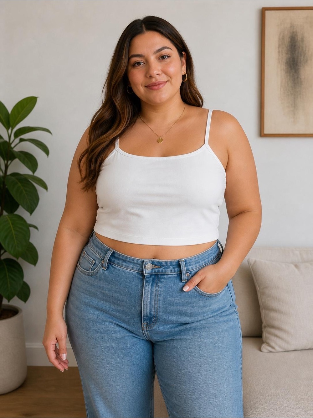 wild fable White Cropped Spaghetti Strap Cami
